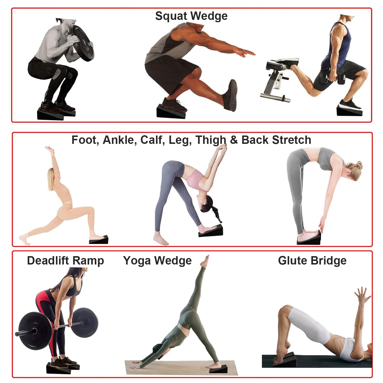 Tavola Inclinata & Cuneo per Squat 2 Pezzi, Rialzo per Talloni per Attività e Stabilità, Blocco per Mobilità e Stretching per Squat Profondi, in Schiuma EVA (23x15x5,5 cm)
