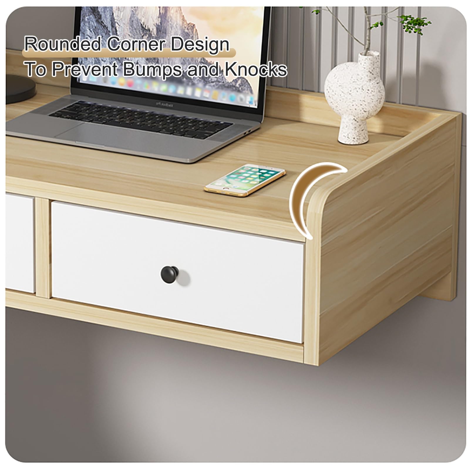 Vani-Make-up-Tisch zur Wandmontage, perfekt für kleine Schlafzimmer, Badezimmer, Ankleidezimmer, Weiß, 80 cm, für Make-up und Schmuck