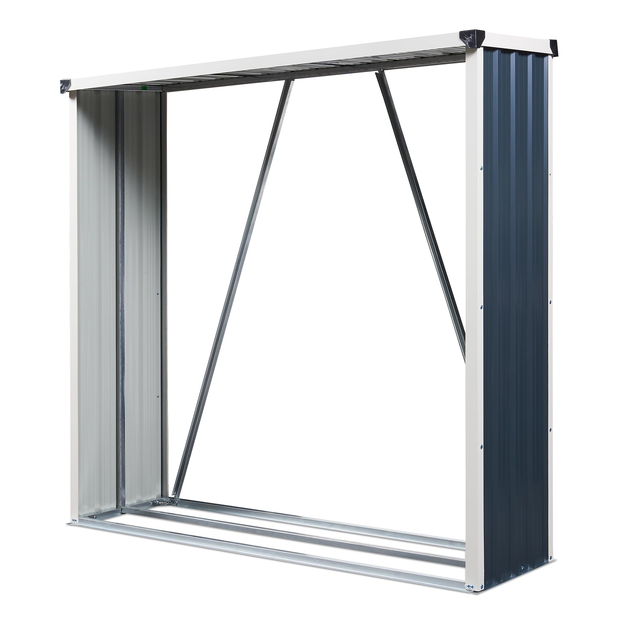 casa.pro Leñero Exterior Kalmar Soporte para Leña Estante para Leña Cubierto Almacenamiento de Madera para Chimenea Sistema Clipping Acero Galvanizado 155 x 45 x 157 cm - Gris antracita