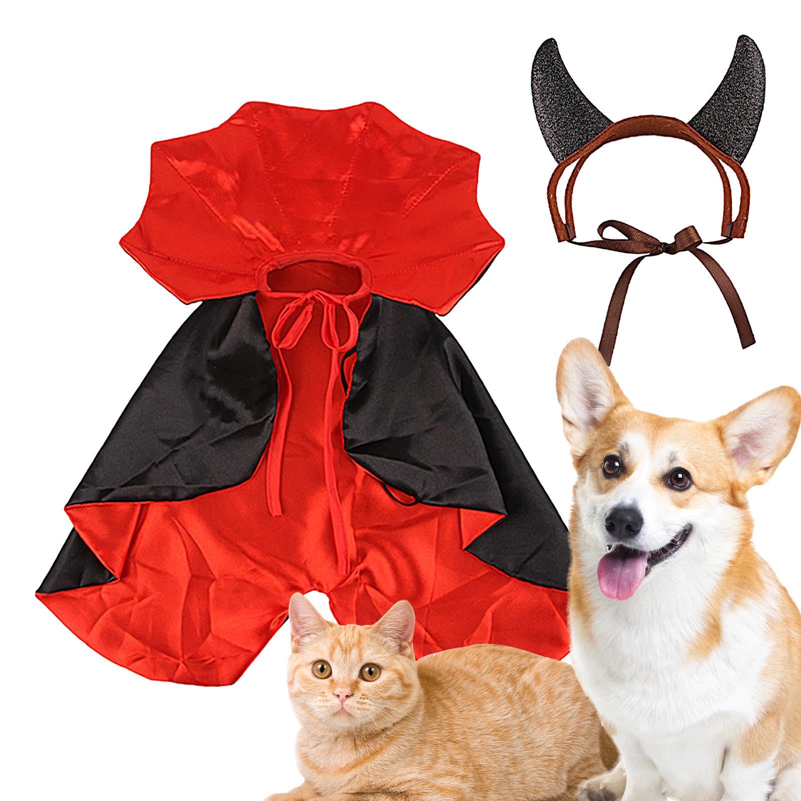 Costume Halloween Vampiro Per Gatti E Cani Piccoli - Mantello Con Ali Di Pipistrello E Campana, Regolabile - Divertente Per Feste