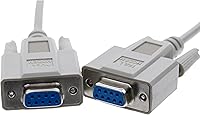 Vista 3 de CableWholesale Cable de módem nulo, cable serie DB9 hembra a DB9 hembra, clasificación UL, 8 conductores, beige, 25 pies, cable de módem nulo serie