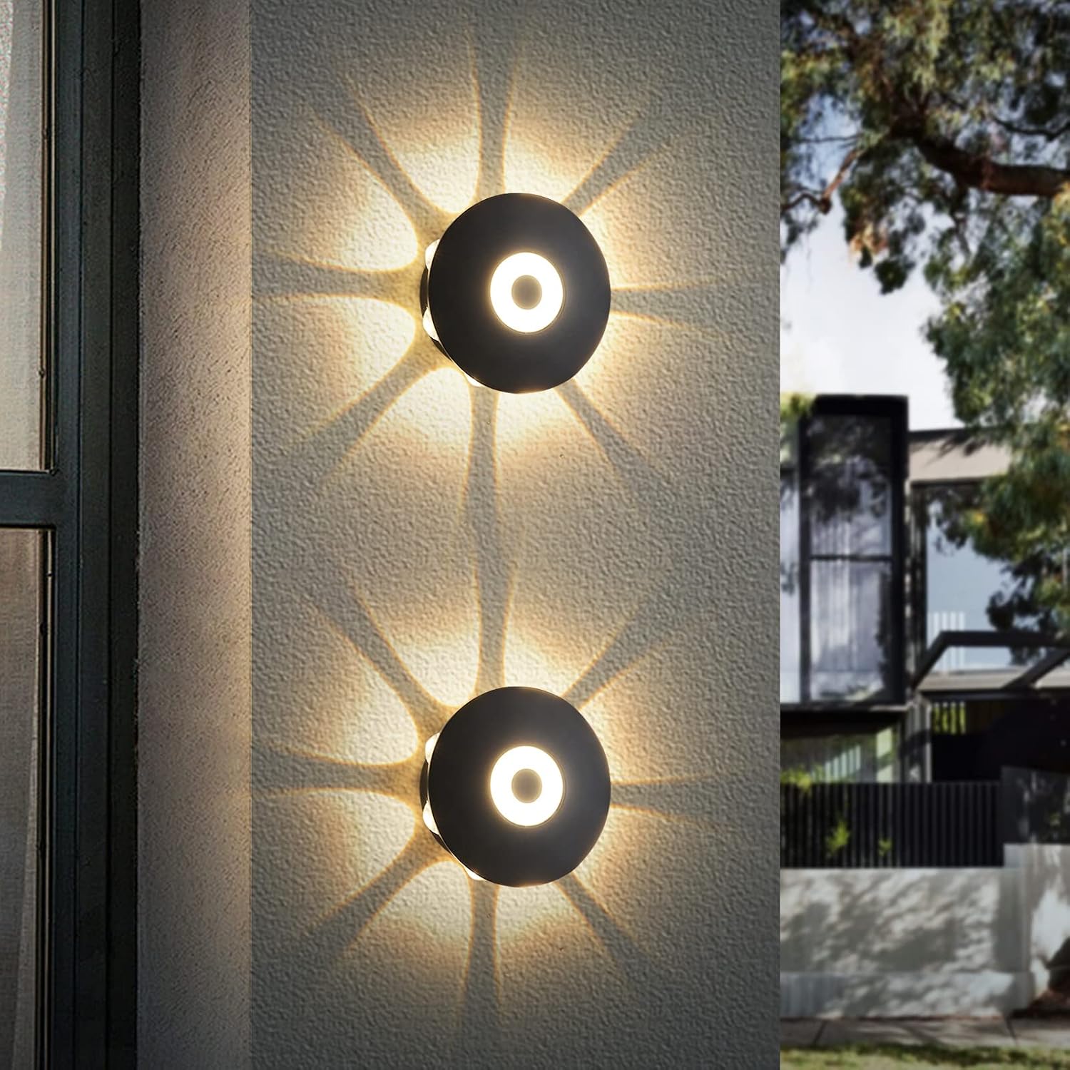 SLAWA 2 Packs 8W Outdoor Wall Lights Exterior/Interior Modern LED Wall ...