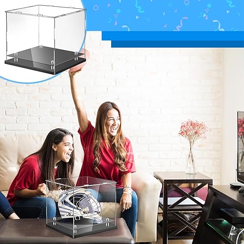 Miniatura 6 de Barydat Vitrina transparente para casco, acrílico de cristal, caja de exhibición con elevadores de acero inoxidable, soporte de béisbol, soporte