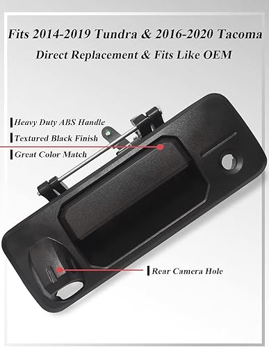 Miniatura 2 de SYOAUTO Manija de puerta trasera para Toyota Tundra 2014-2019 y Toyota Tacoma 2016-2020 manija de pestillo con orificio trasero para cámara
