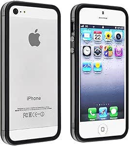 Bumper Case Chrome Buttons Protective Cover Skin For iPhone 5 G 5G - Clear/Black