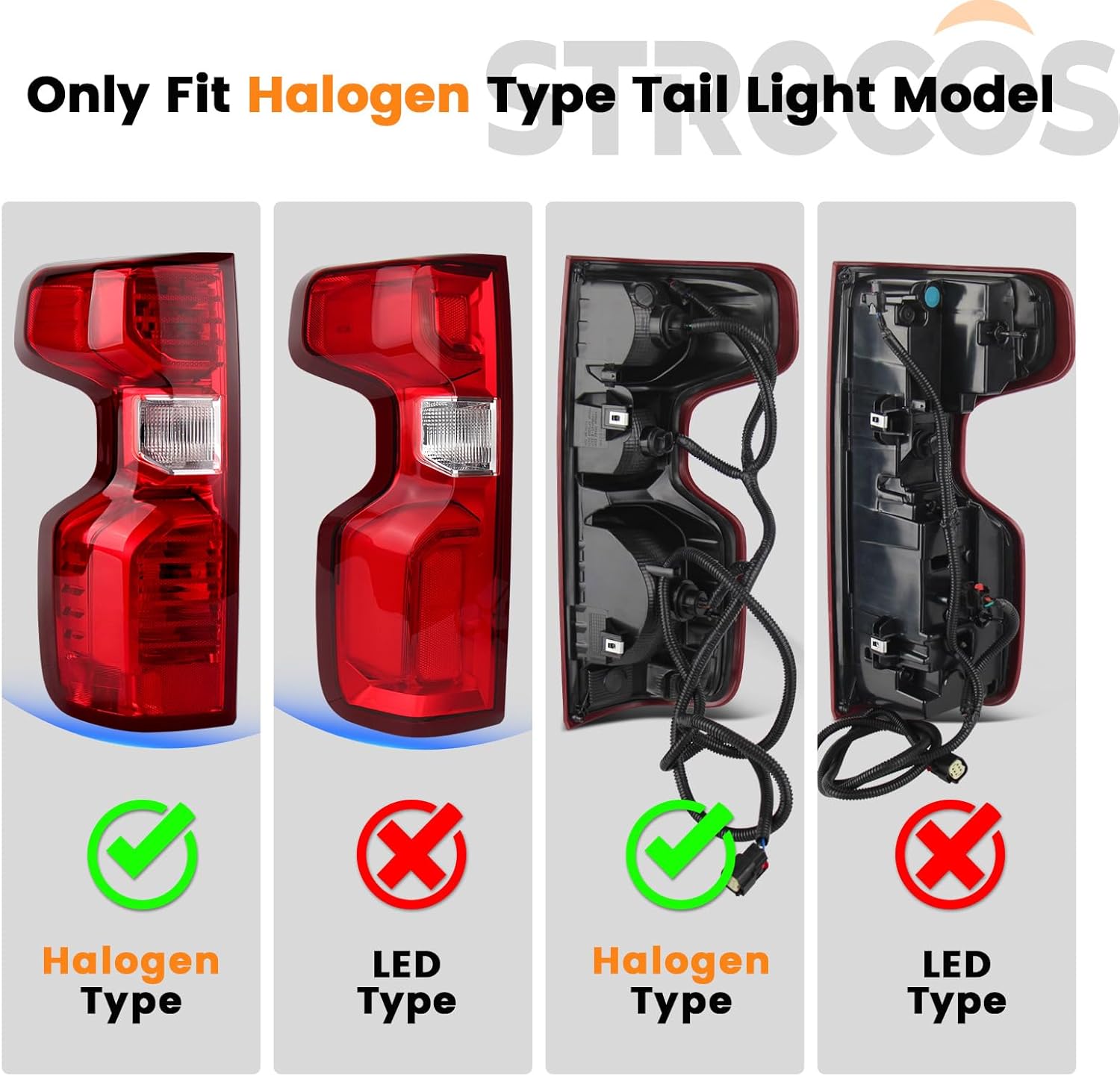 Tail Light Compatible With 2019 2020 2021 2022 2023 2024 2025 Chevy Silverado 1500 2500HD 3500HD Halogen Rear Brake Signal Taillights Replacement w/Bulb & Harness (Halogen Right Passenger Side)