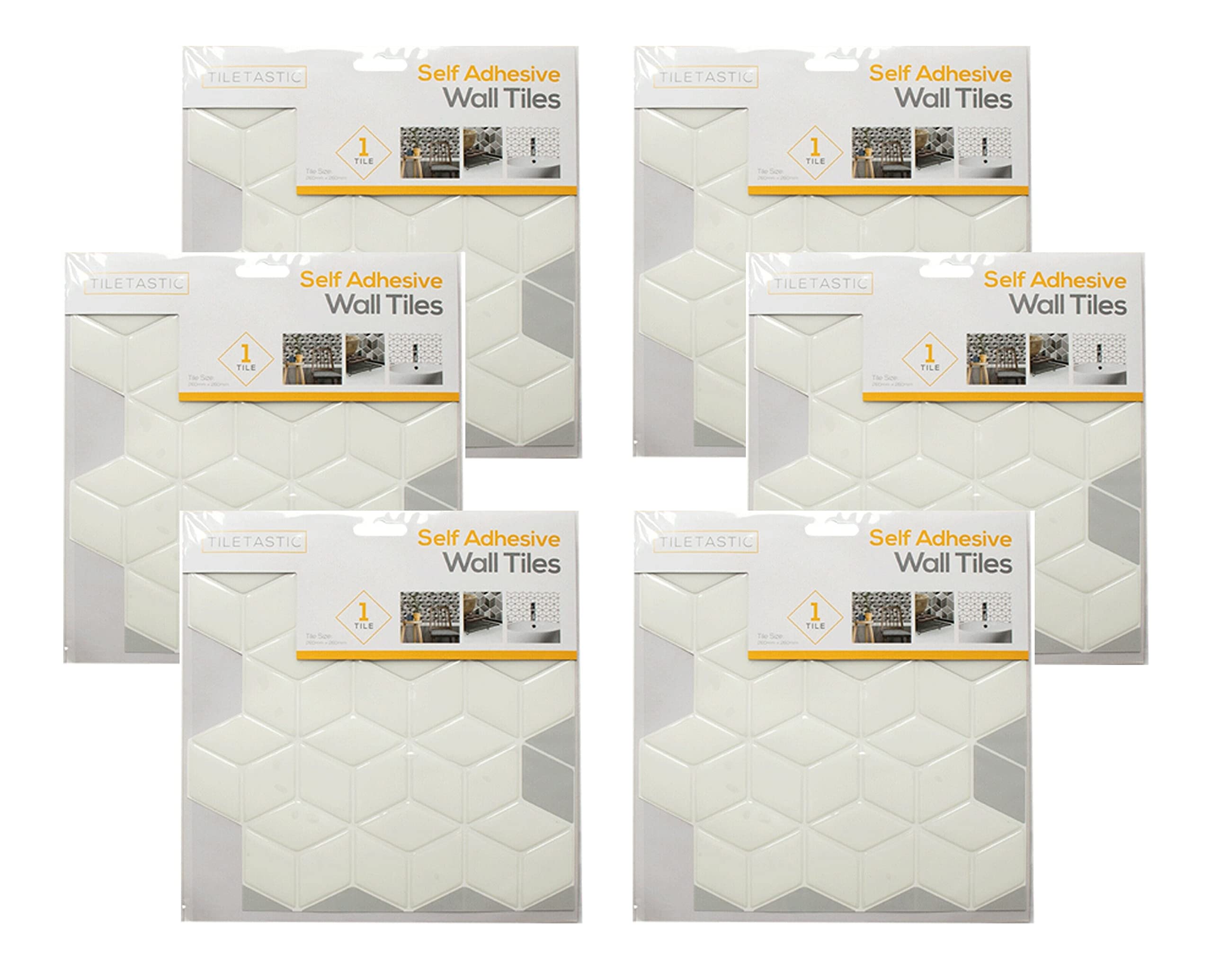 6X Self Adhesive Wall Tiles, 26cm Hexagonal Off White PVC Stickers, Waterproof Non-Toxic, Kitchen Bathroom Backsplash, DIY Home Decor