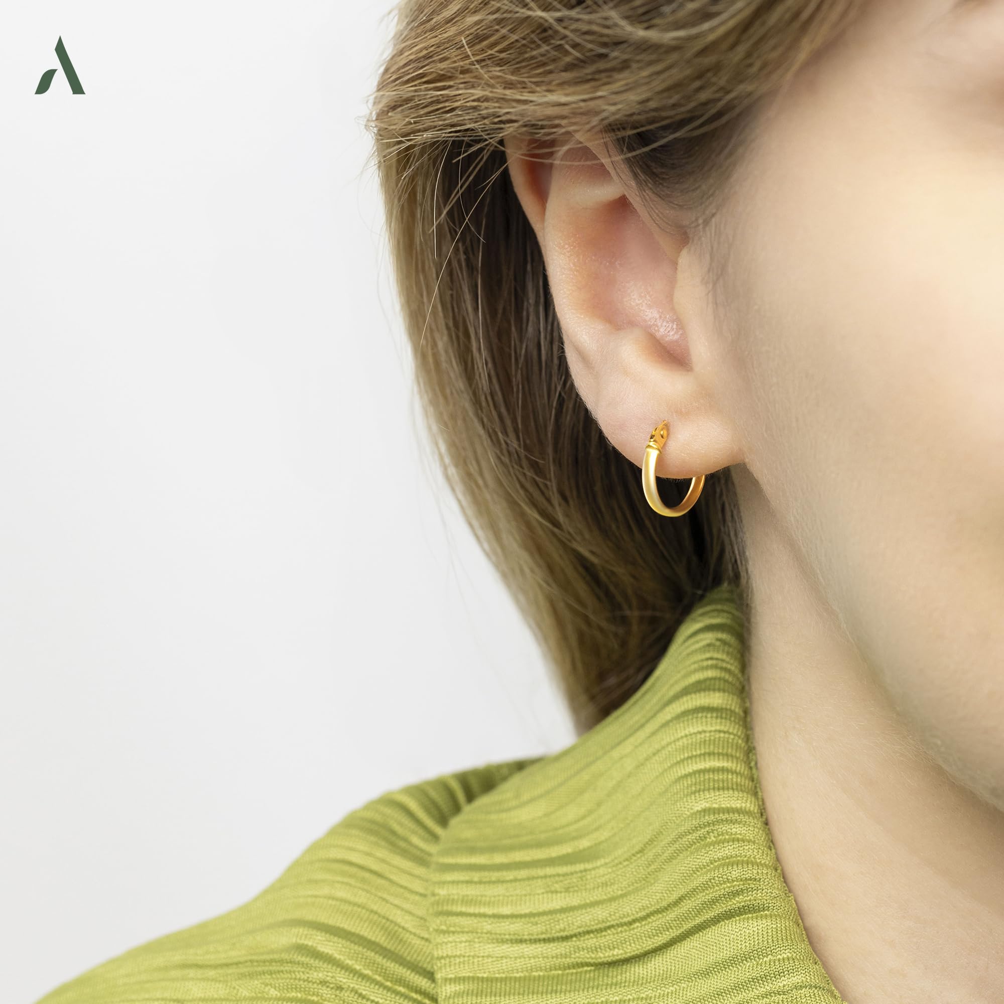 Amberta Orecchini a Cerchio in Oro Massiccio 9kt 14kt da Donna, Cerchietti Piccoli Sottili Lisci Classici, Cerchi in Oro 9 14 carati 10,15, 20, 25 mm Made in Italy
