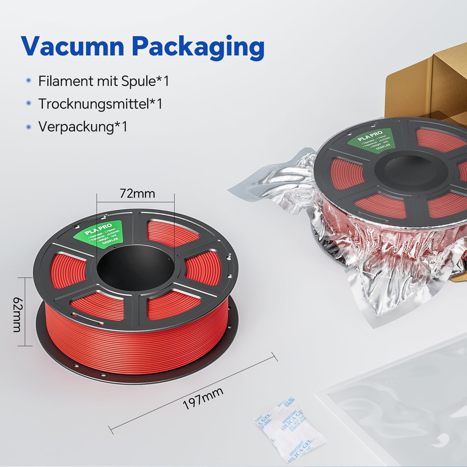 DEEPLEE PLA Pro Filament 1,75 mm, 2 czarny i 2 biały, zestaw 4 x 1 kg | Wysoka wytrzymałość, łatwe drukowanie, dokładność ± 0,02 mm, niskie zatykanie, kompatybilne z FDM