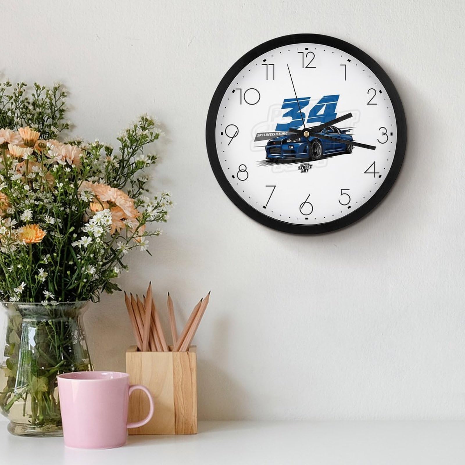 Amazon.co.jp: Nissan Skyline R34 壁掛け時計 丸型デジタル 卓上時計