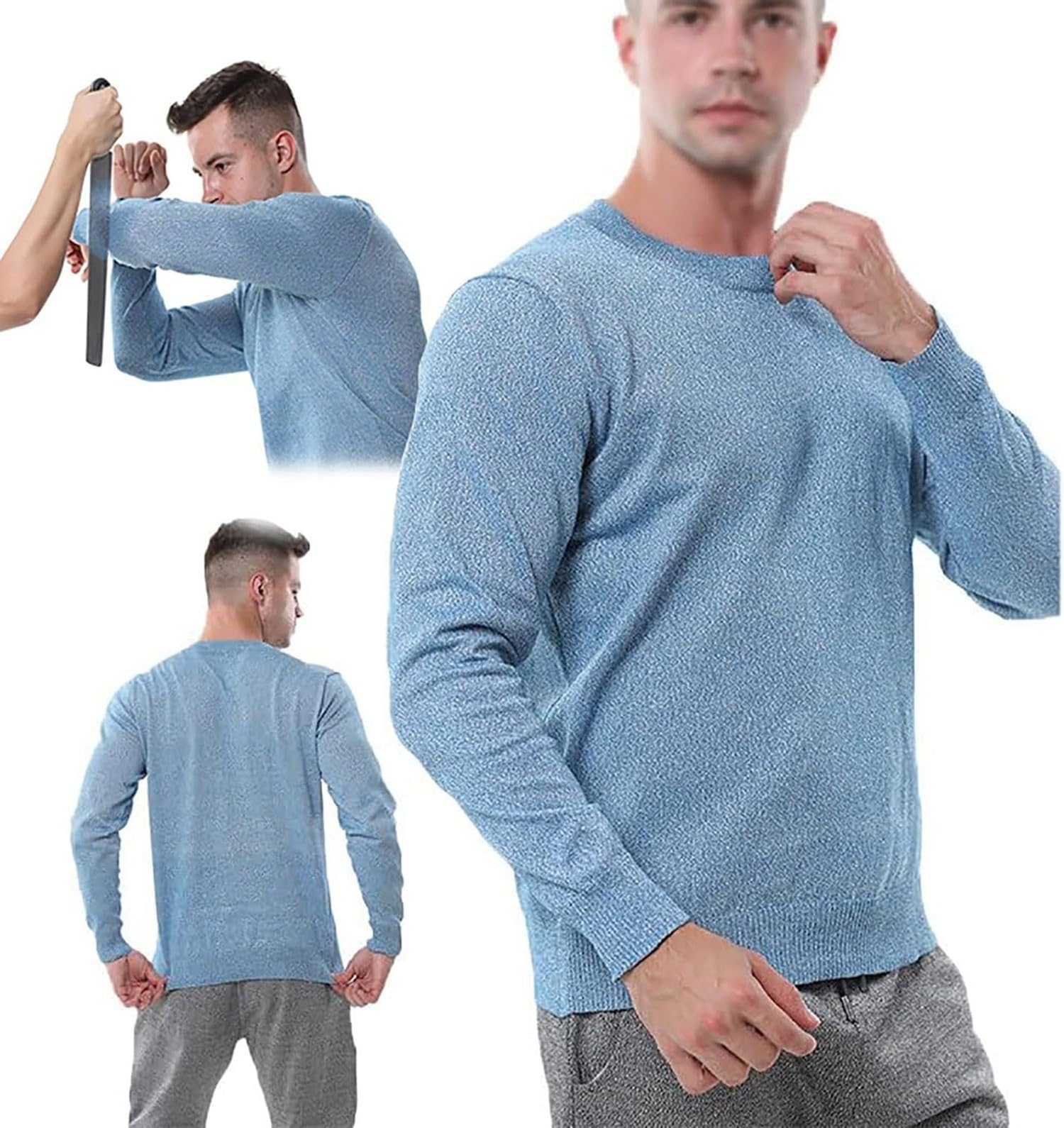 Ropa De Seguridad Anticorte Chaleco Anticorte Camiseta Resistente A Cortes Equipo De Protección De Nivel 5 Cuello Redondo Manga Larga Chaleco Vigilante De Seguridad B,L