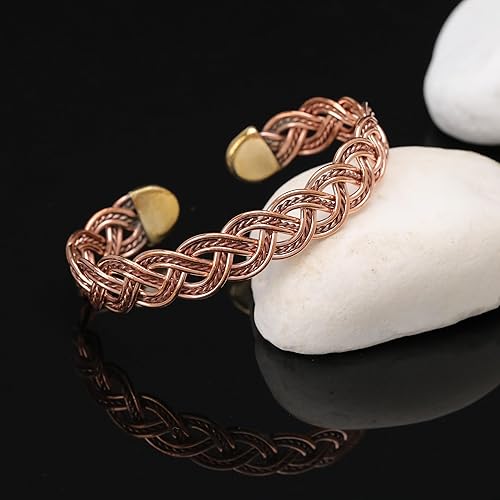 Miniatura 19 de Handmade Elegant Copper Bracelet for Women - Pure Copper Bracelet for Pain Relief and Stress Relief - Adjustable Entwisted Copper Bracelet to Fit