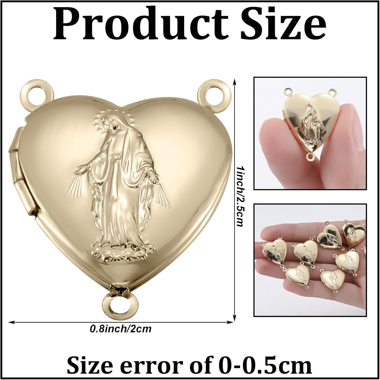 Pinkunn 12 Pcs Our Lady of Grace Locket Rosary Centers for Catholic Gift 1 Inch Classic Medal Rosary Centerpiece Center Jewelry (Gold) - Image 2