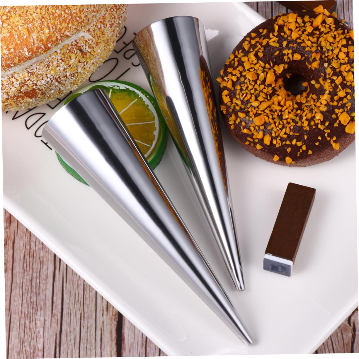 KICHOUSE Bread Baking Mold Conical Shaped Croissant Mould 9pcs Stainless Steel Bread Making Tools Baking Supplies