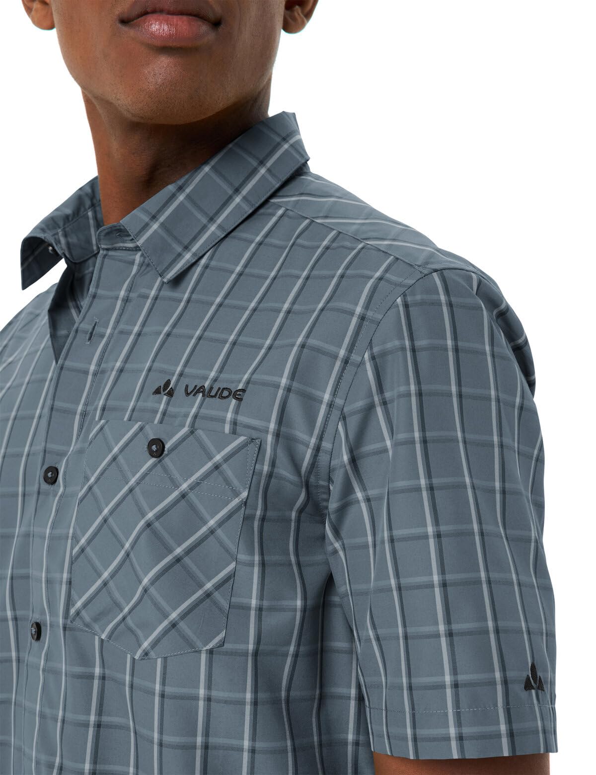 VAUDE Albsteig Shirt III – Herrenhemd aus Lyocell mit UPF 50, Kurzarm-Hemd schnelltrocknend und kühlend, 147 g – ideal zum Wandern – Heron, Größe: L | Herrenhemd aus Lyocell mit UPF 50 – Kurzarm-Hemd schnelltrocknend und kühlend – 147 g – ideal zum Wand