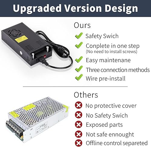 Miniatura 4 de Interruptor de fuente de alimentación DC 12V 30A 360W 110V220 AC a 12V DC Convertidor PSU Adaptador SMPS Transformador universal ajustable para RV,