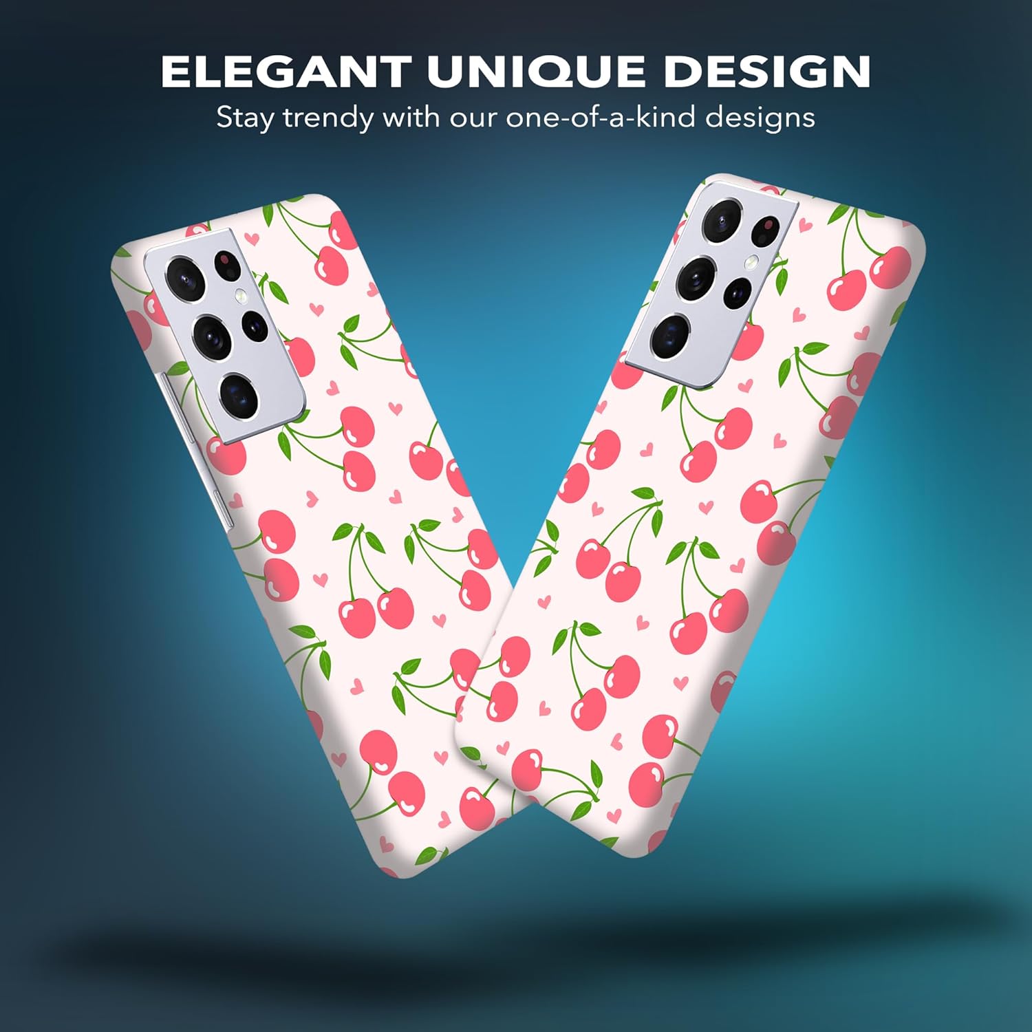 for Samsung Galaxy S21 Ultra 5G, Samsung S21 Ultra Case - Stylish Cherry Pink Pattern Printed Cute, Sleek Durable Hardshell Protective Designer Case/Cover for Samsung S21 Ultra 5G - Image 3