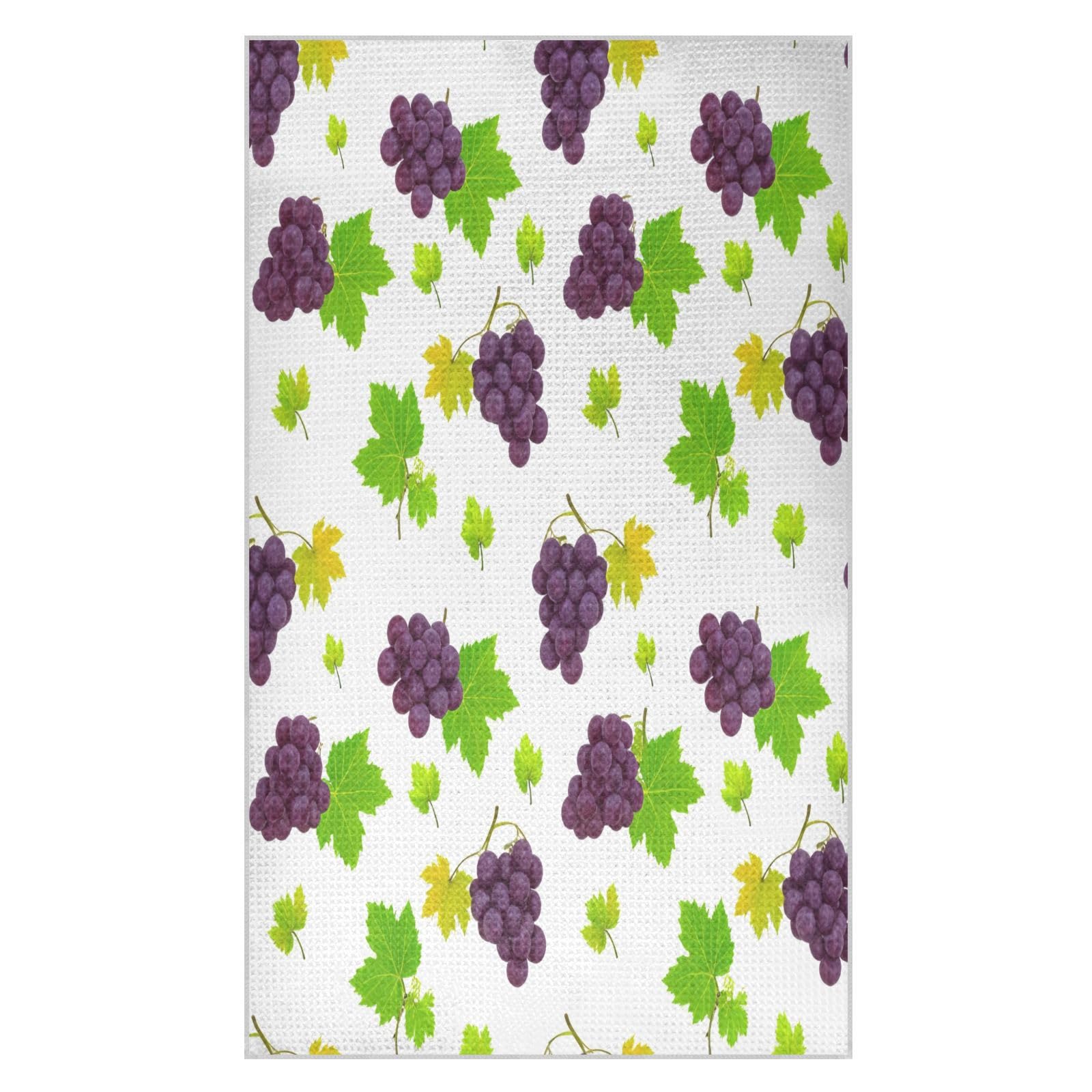 BURSTDDY Grapes and Leaves Kitchen Towels,Absorbent Dish Towels 1 Pack
