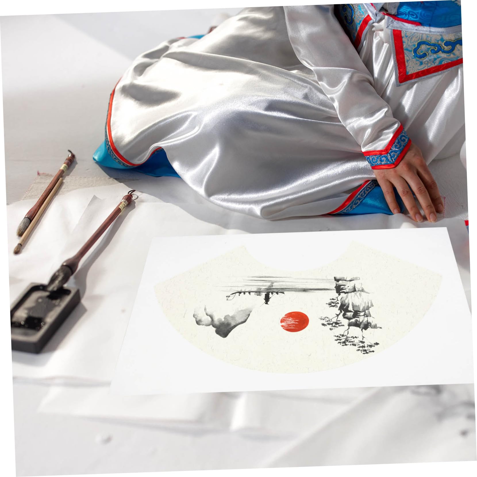 DIYEAH 20 Piezas Papel de Arroz para Pintura y Caligrafía Abanico Papel Xuan Grueso para Acuarela y Dibujo Artistas