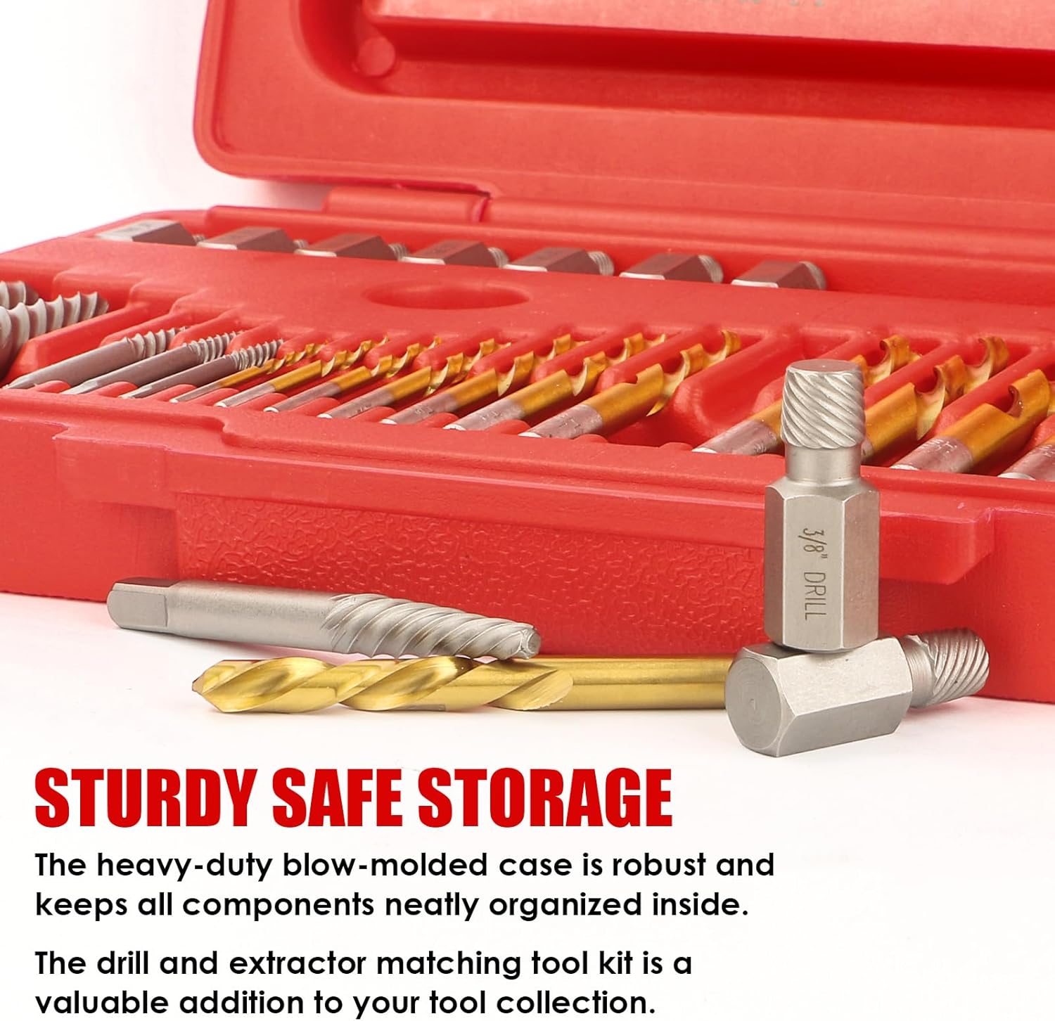 35-Pieces Screw Extractor Set, 37# Cr-Mo & 6542# Left Hand Reverse Drill Bit, Easy Out Multi-Spline Allen Screw Removal Kit for Ez Speed Out Stripped, Broken, Damaged, Rounded Bolt Head Tool