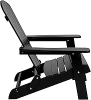 Vista 8 de Flash Furniture Charlestown – Silla plegable Adirondack de poliresina para interiores o exteriores, resistente a la intemperie, color negro