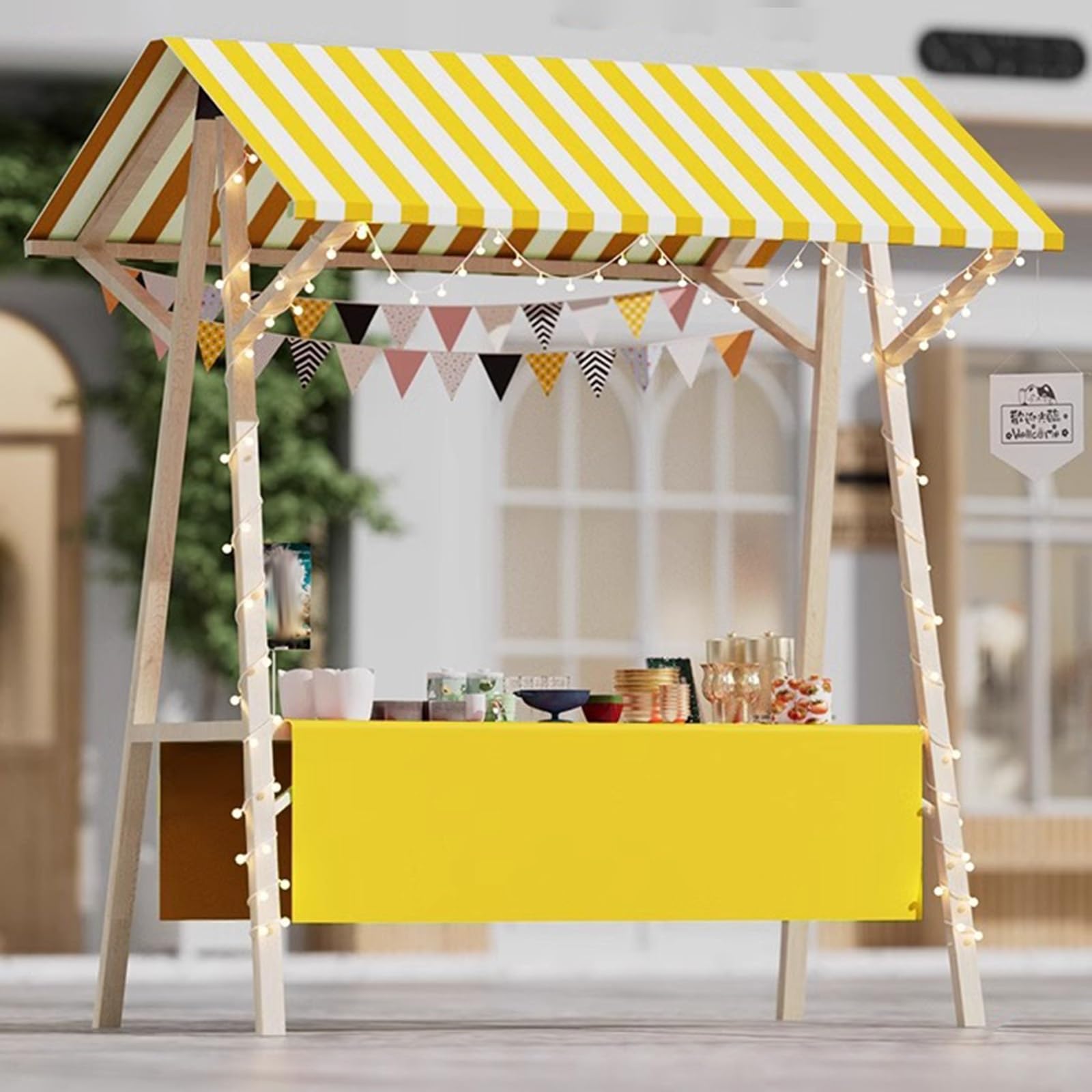 Carrito Puesto de Vendedor Puesto De Venta Plegable En El Mercado, Carrito De Comida Callejera Comercial Con Toldo Para Todo Tipo De Clima, Venta De Limonada, Helado, Perrito Caliente(Yellow,Wide 47 1