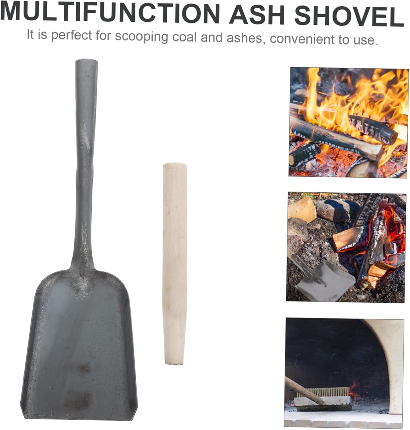 Long Handle Kitchen Ash Shovel Heat Resistant Fireplace Cleaning Tool for Household Use Sturdy Metal Hand Shovel for Stove and Grill Cleaning Style