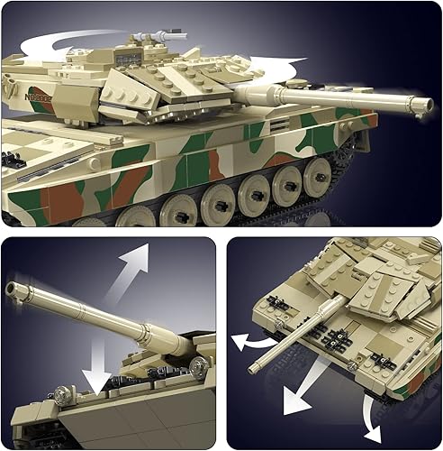 Miniatura 4 de Control remotoaplicación Mould King MOC Leopard 2 Tank Building Block Kit de bloques de construcción, modelo de vehículo militar, kits de modelos