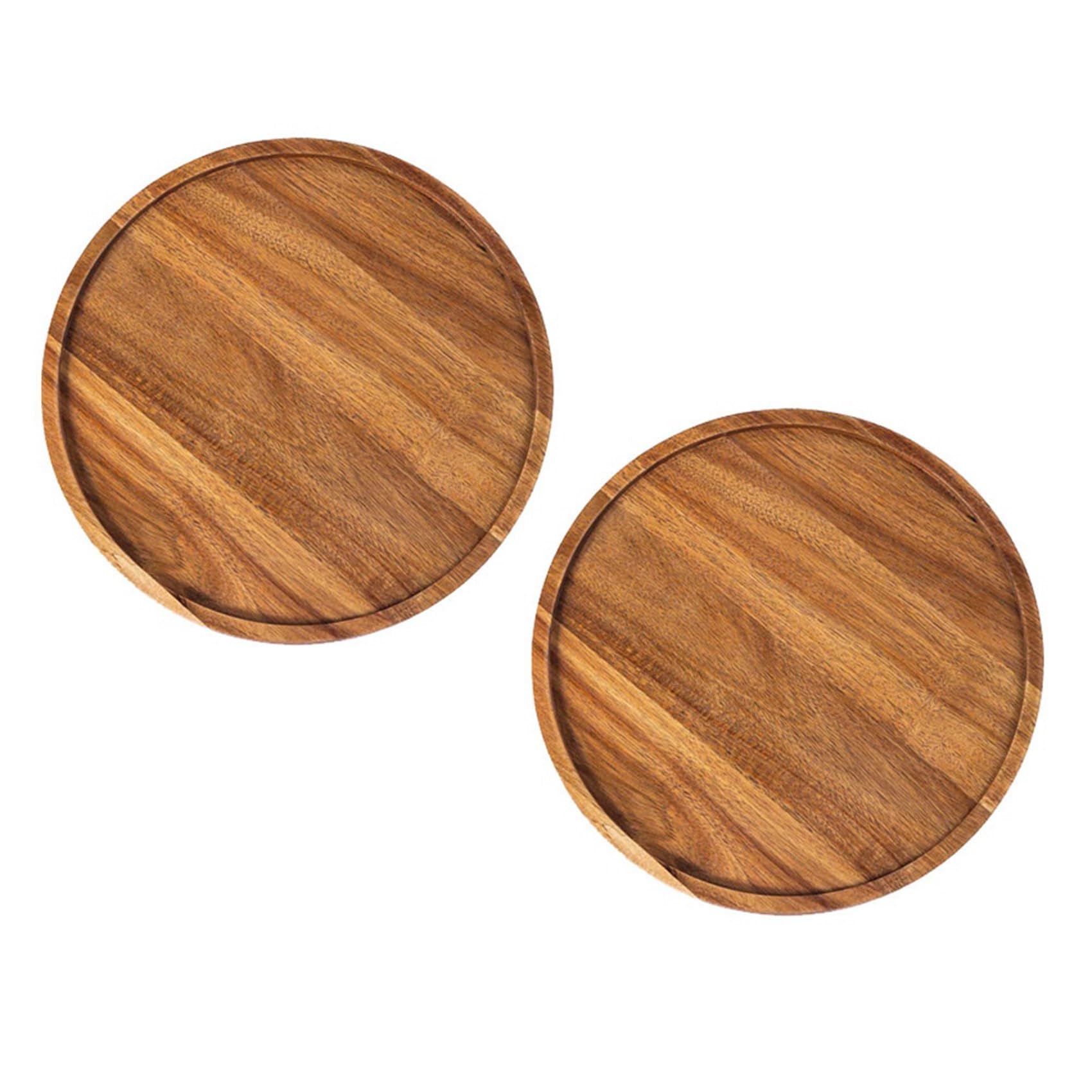 Hndhbfgrt 2X Round Wood Tray,Wooden Serving Tray,Serving Platter,Appetizer Charcuterie Board,Tray for Kitchen/Countertop A