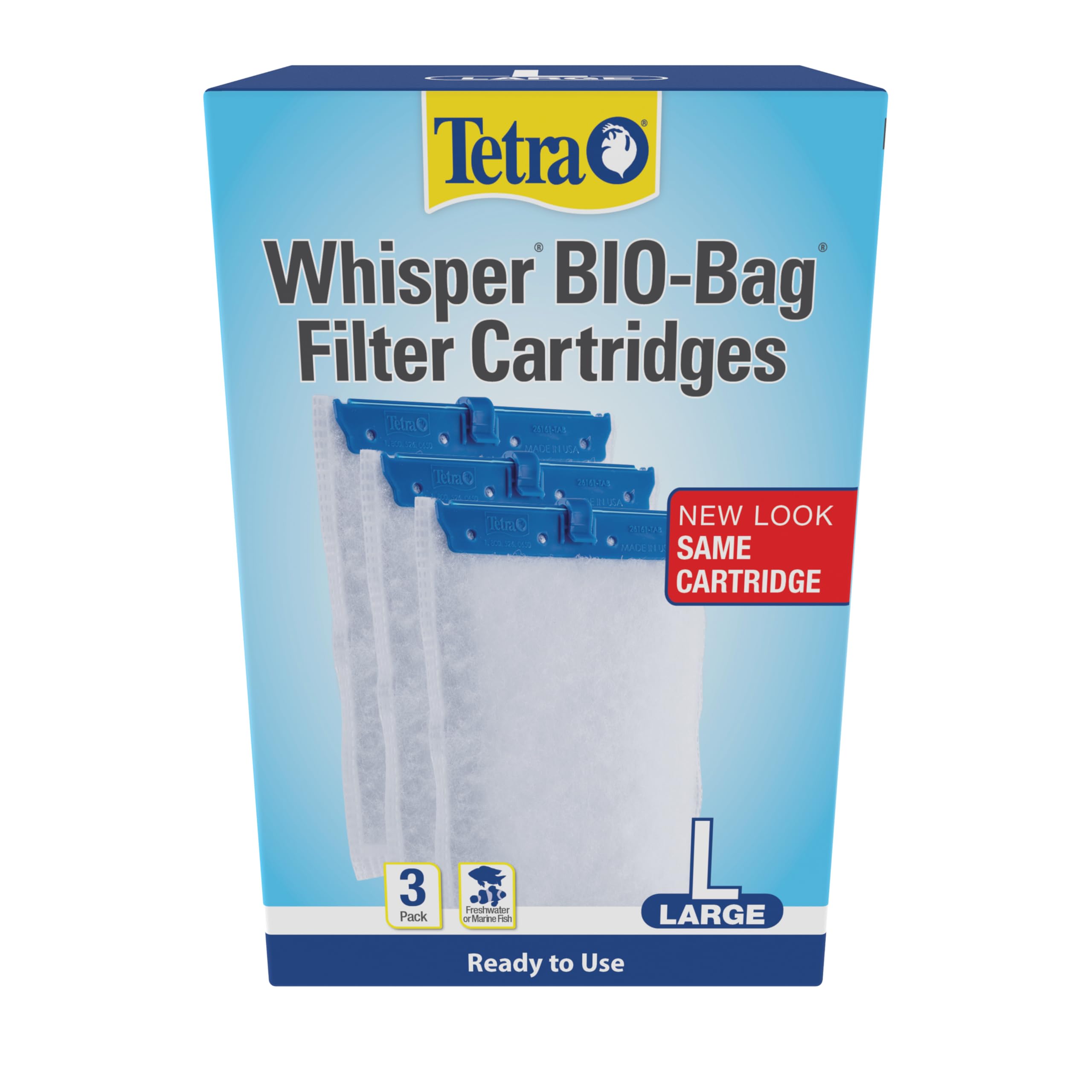 Tetra Whisper Bio-Bag Large Filter Cartridges for Aquariums, 3 Count, Ready to Use, Fits Tetra Whisper Fish Tank Filters 10-30 Gal, 20-40 Gal, PF-20, 30, 40, 60, IQ 20, 30, 45, 60