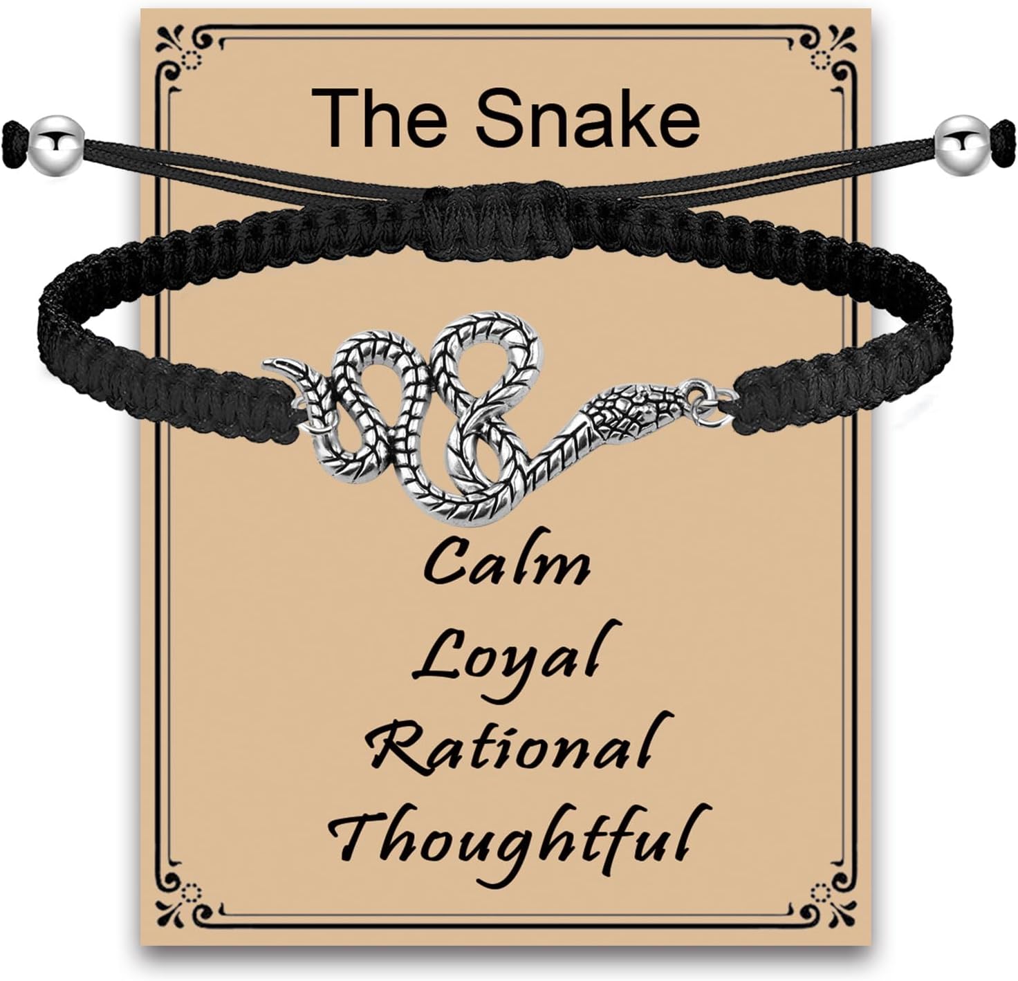 MAOFAED Handmade Snake Charm Wish Bracelet for Women/Men, Snake Lover Gift, Pet Snakes Gift, Snakes Jewelry(theSnakeBrCA)