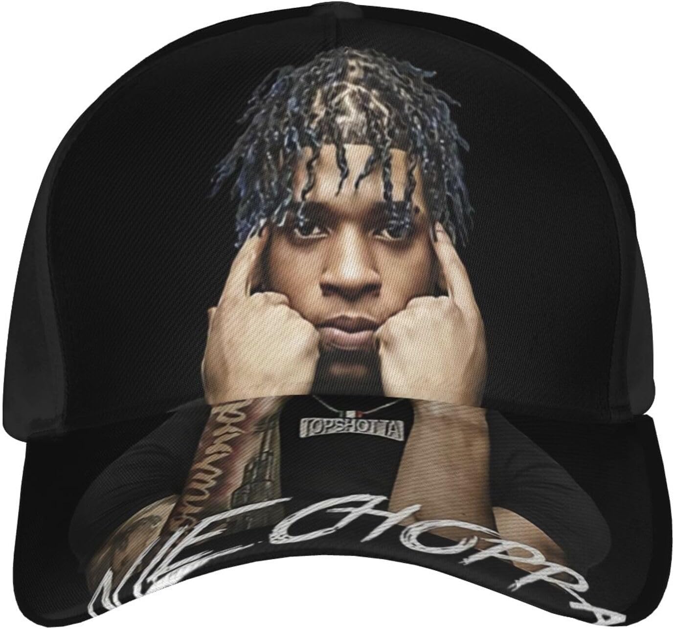 DELTRAUSNle Rapper Choppa Baseball Cap Unisex Comfortable Dad Hat Motorcycle Cap Adjustable Trucker Hat One Size Black