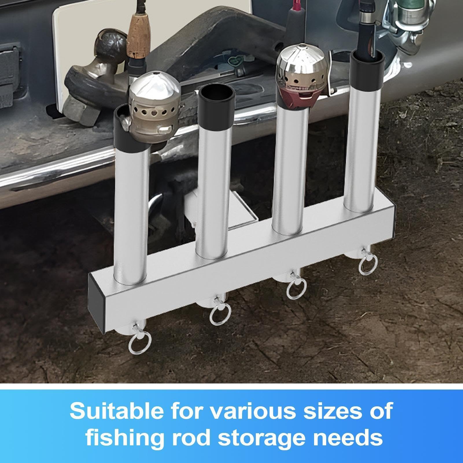Soporte para caña de pescar para vehículos - Acero inoxidable, soporte para caña de pescar con conexión Almacenamiento vertical antideslizante | Organizador para barras de tránsito, colgador de