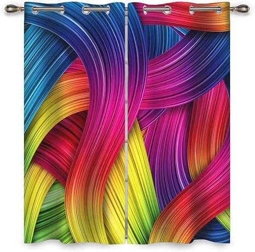 Cortinas de línea de colores brillantes opacas para habitación, 2 paneles de cortinas de dormitorio, cuarto de bebé, 72 pulgadas de ancho x 72
