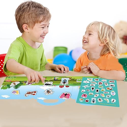 Miniatura 22 de Libro de calcomanías reutilizables, calcomanías de animales, duraderas y no adhesivas, adhesivos para ventanas para niños, calcomanías educativas