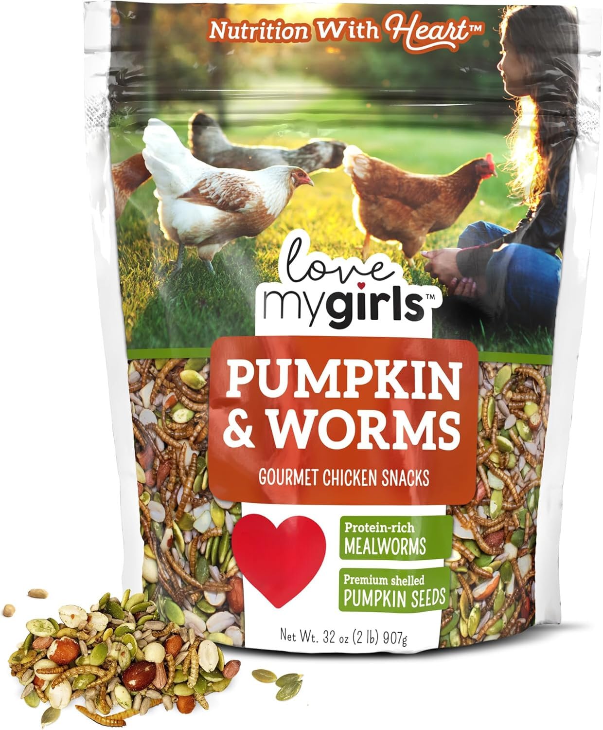 Love My Girls 2lb Chicken Snacks - Pumpkin &amp; Mealworms Grain Treats