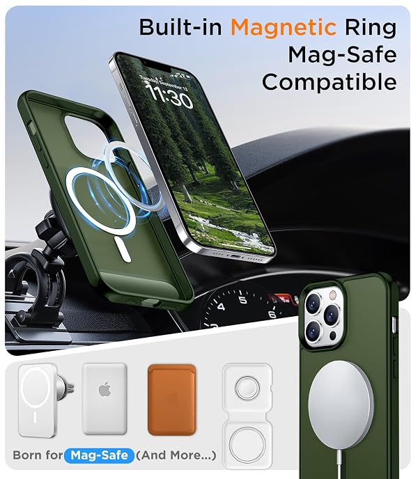 Temdan Magnetic Compatible with iPhone 13 Pro Case, [Built-in Invisible Kickstand][Compatible with MagSafe][Military Grade Shockproof] Slim Translucent Matte Phone Case for iPhone 13 Pro 6.1" by Temdan - Image 5