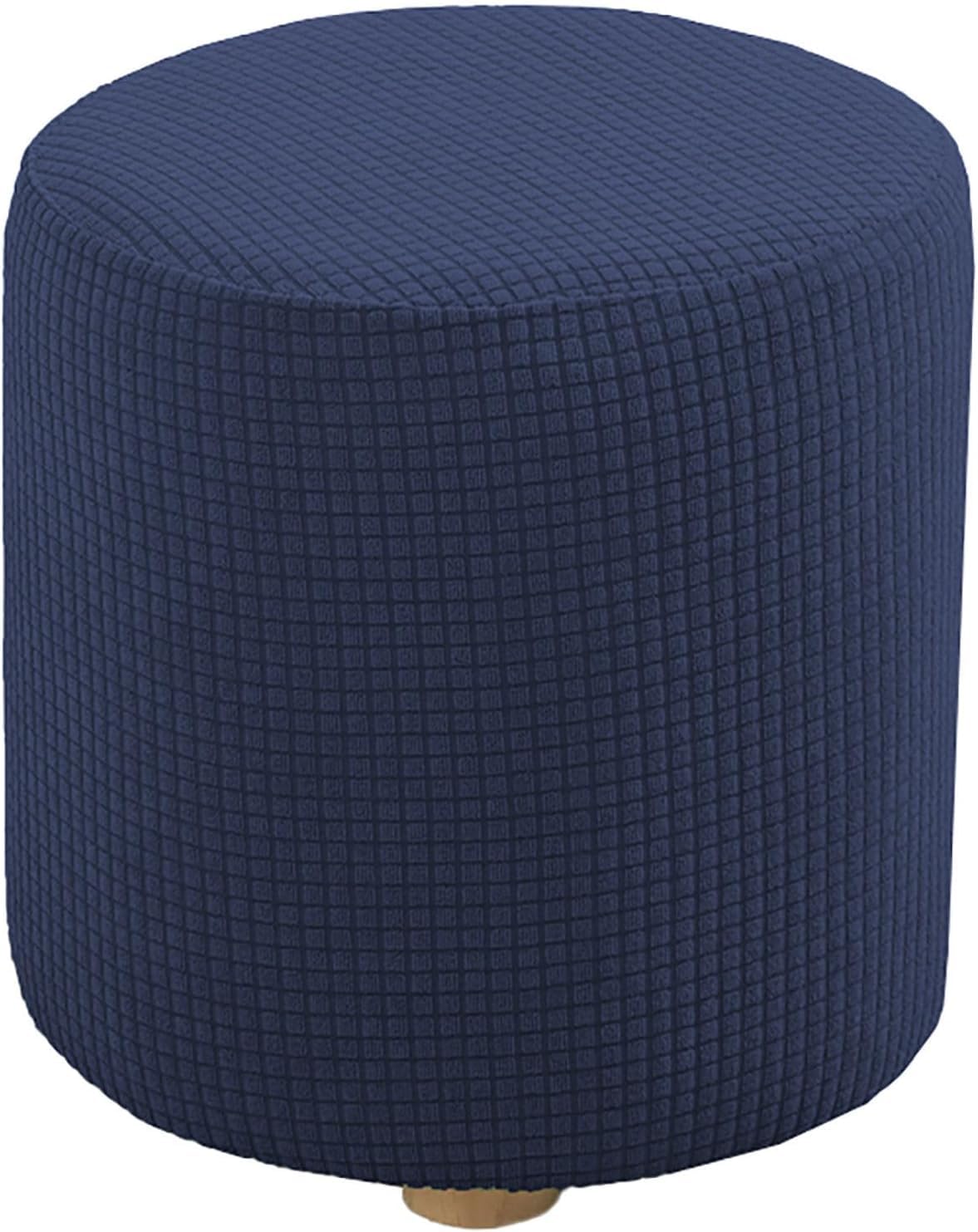 Stretch Ottoman Slipcovers Covers Round, Velvet/Jacquard Stool Covers Thick Soft Footstool & Folding Storage Furniture Protector Covers Removable Washable with Nonslip Elastic Bottom(#17,W25xH17cm)