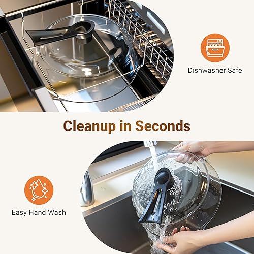 Miniatura 6 de Cubierta de vidrio para microondas, cubierta para microondas con asa de pie, apta para lavavajillas, apta para alimentos, tapa protectora de