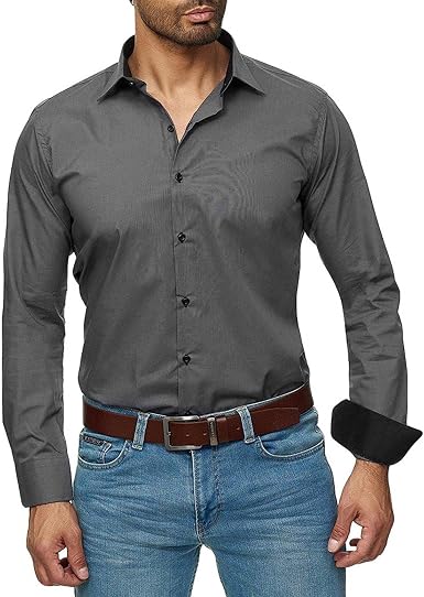 Amazon.com: Camisas de trabajo para hombre de manga larga con botones y  ajuste entallado, camisetas grandes y altas informales para negocios  formales occidentales : Ropa, Zapatos y Joyería