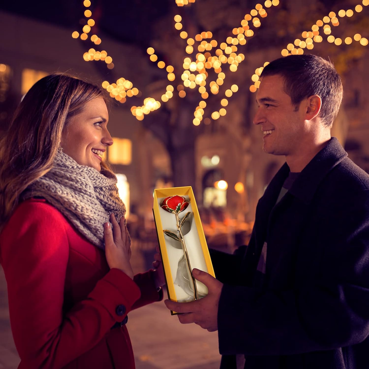 Yolife 24k Gold Dipped Real Rose Lasted Forever with Transparent Stand, Best for Her - for Valentine’s Day Mother’s Day Girlfriend Wife Birthday Wedding Flowers(Red) - Image 2