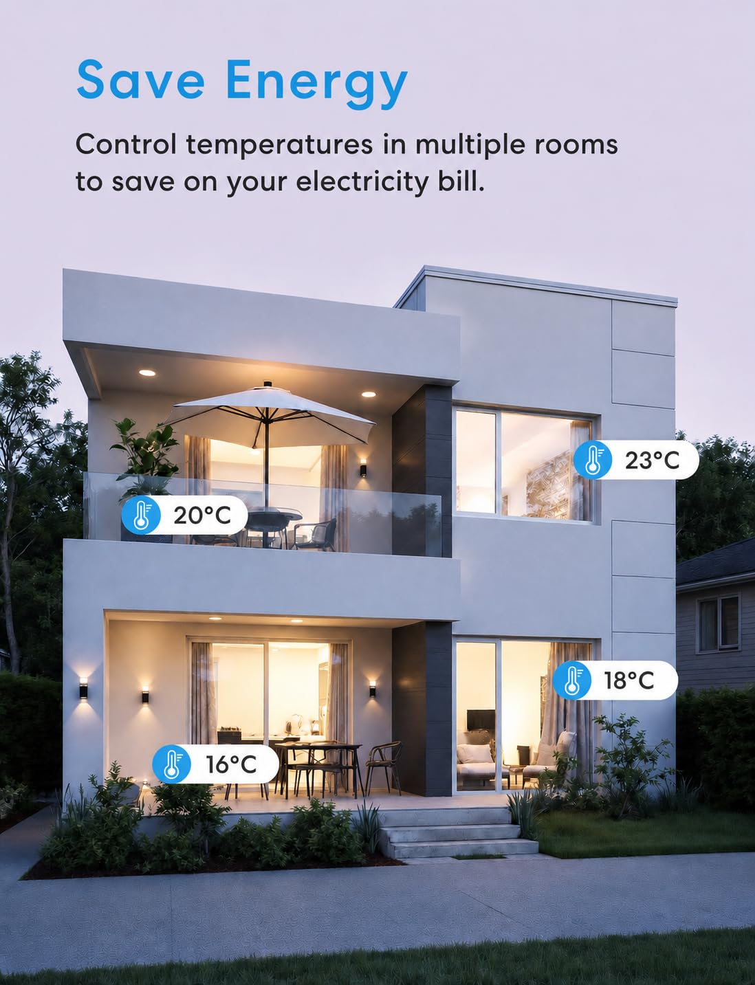 Meross Smart Thermostat für wassergeführte Fußbodenheizung Heizen & Kühlen Weiß