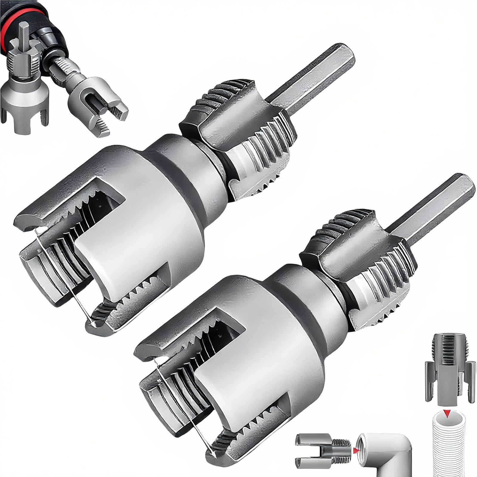 alloneslife PVC Thread Maker Tool for Electric Drill Pipe Threader 1 / 2inch 3 / 4inch PVC Pipe Threading Dies Threader