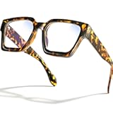 livho Oversized Blue Light Blocking Glasses for Woman - Rectangle Fashion Glasses for Computer&comma; Chic Preppy Frame