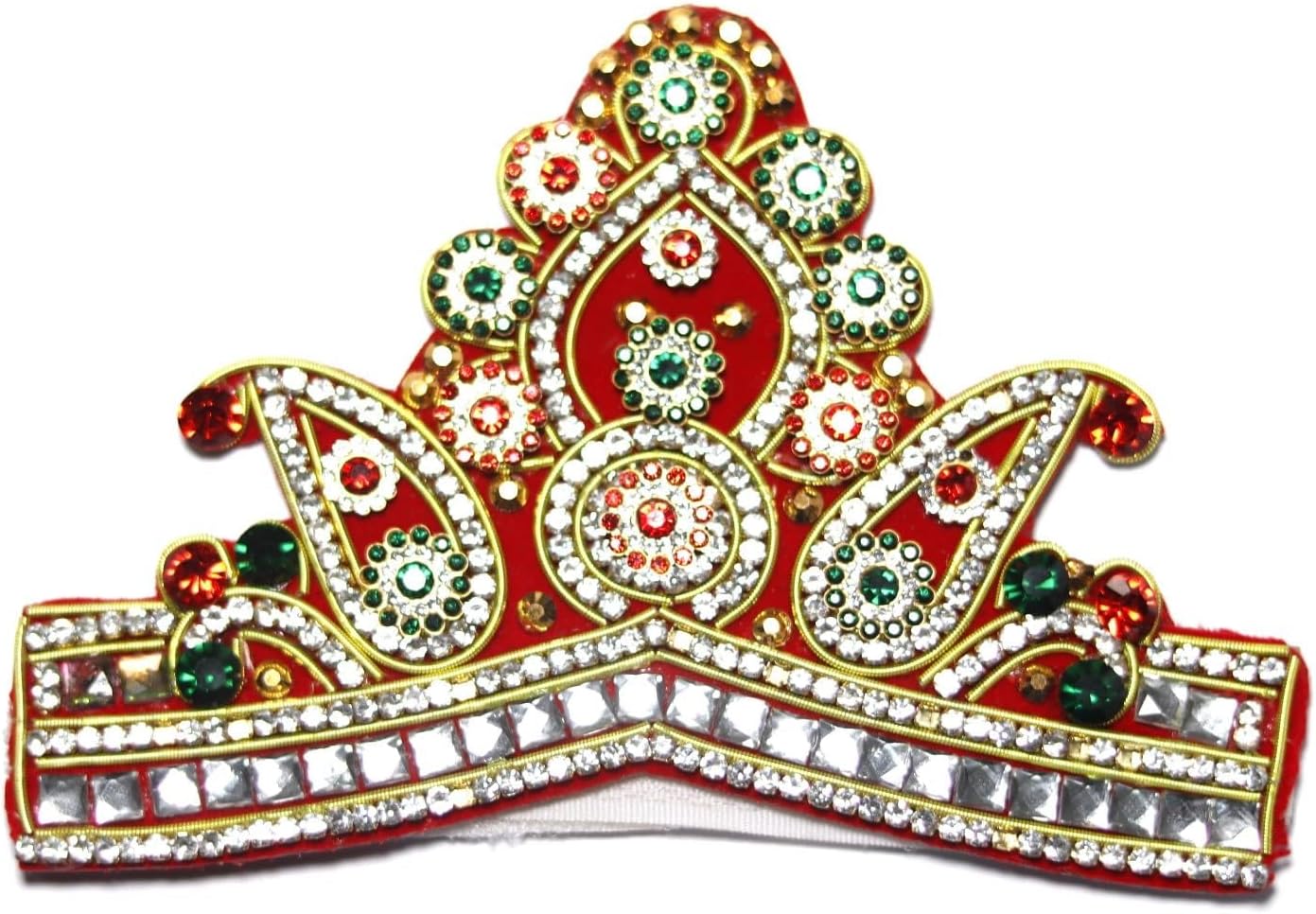 ASHIRWAD 6.0 inch Shri Krishna Mukut Kreedam, Crown Mastak Shringar Mukut Gem Stone for Idol Statue Janmashtami, Gokulashtami Festival, Puja & Rituals Kids (Mukut-05)