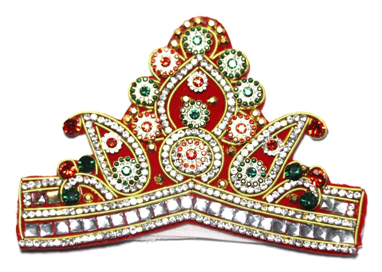 ASHIRWAD 6.0 inch Shri Krishna Mukut Kreedam, Crown Mastak Shringar Mukut Gem Stone for Idol Statue Janmashtami, Gokulashtami Festival, Puja & Rituals Kids (Mukut-05)