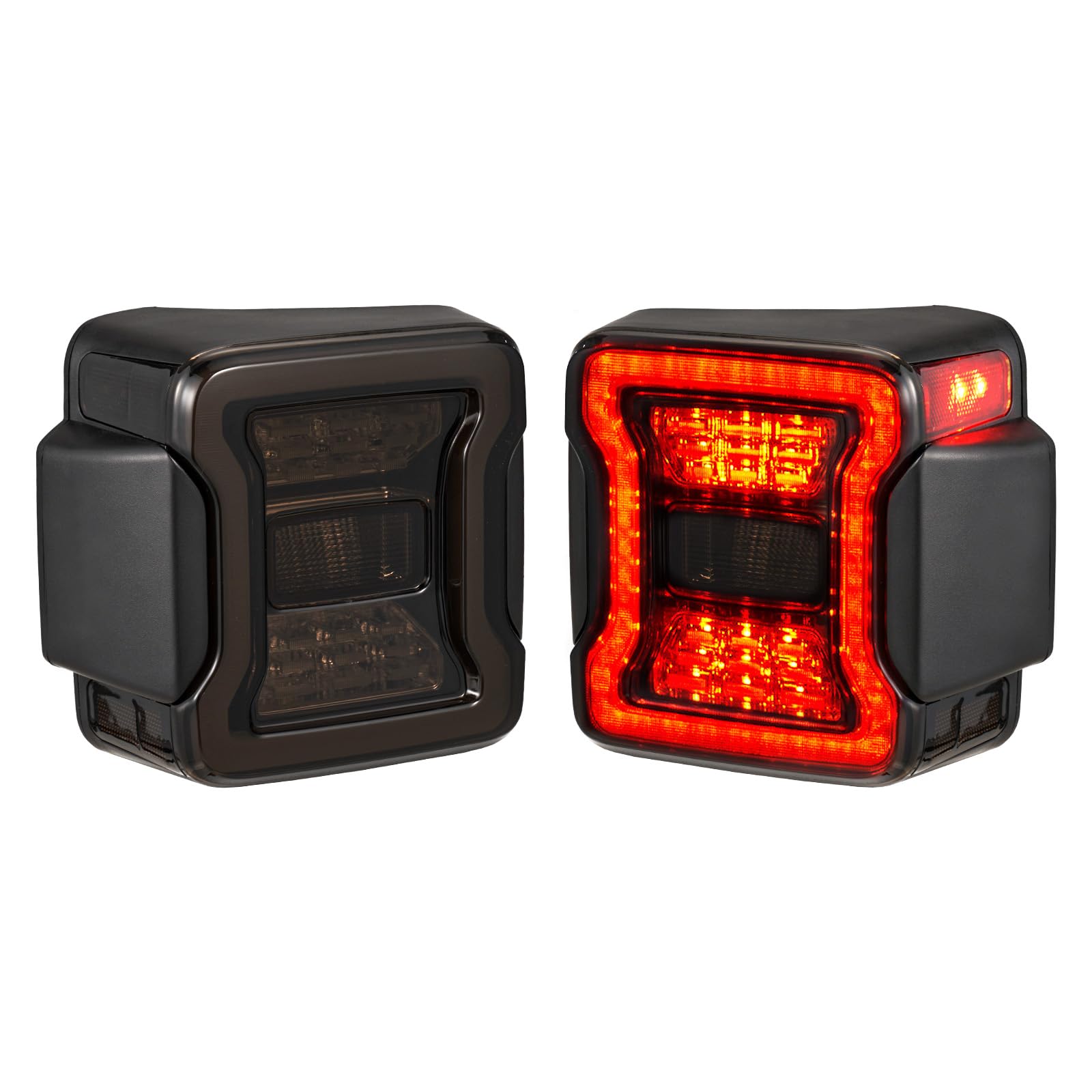 Photo 1 of FIERYRED LED JK Tail Lights Compatible with 2007-2017 Jeep Wrangler JK, Smoked Rear Tail Lights for Turn Signal, Running/Brake and Reverse, 2PCS