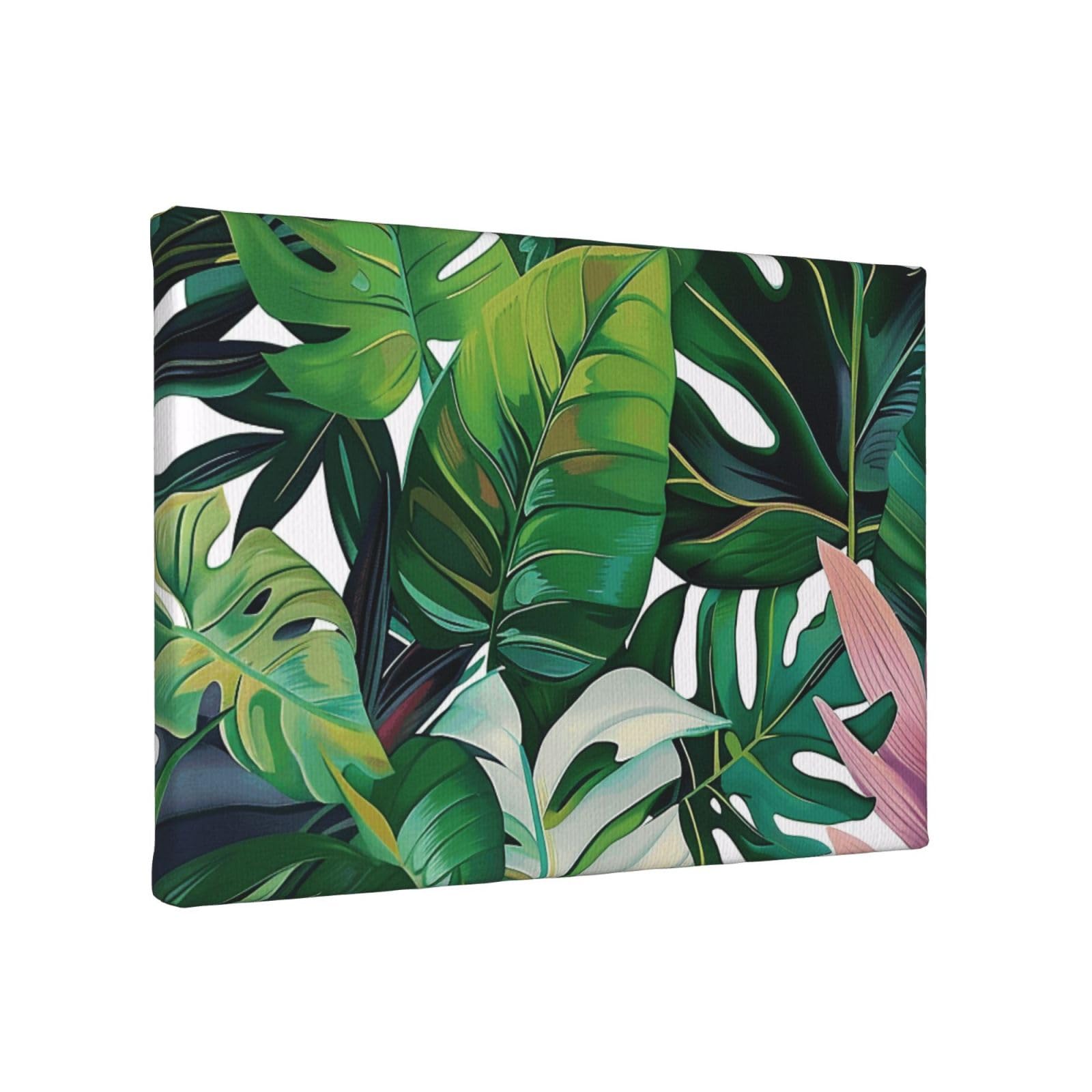 YKLJG Tropical Leaves Printed Wall Art Canvas Painting 30x20 CM Wooden Framed Picture Painting Artwork Prints for Bedroom Kitchen Home Office Decor