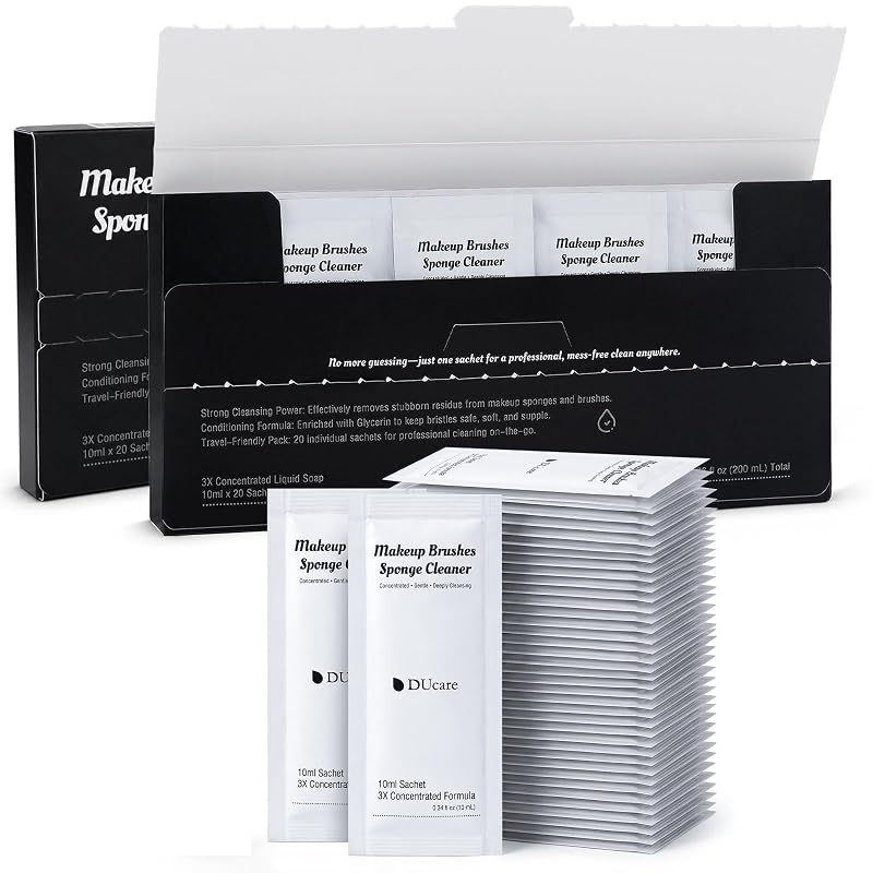 DUcare Limpador de Pincéis e Esponjas de Maquiagem 40 Sachês de 10 mL, 400 mL