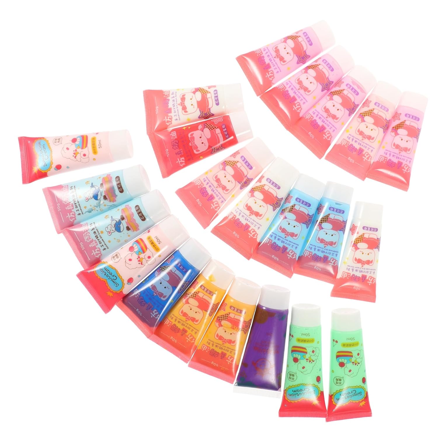 OSALADI 22 Pcs Simulation Cream Glue Bottles with Dual Nozzles for DIY Phone Case Decoration Safe Colors for Craft Embellishments Non Silicone Compatible Random Color